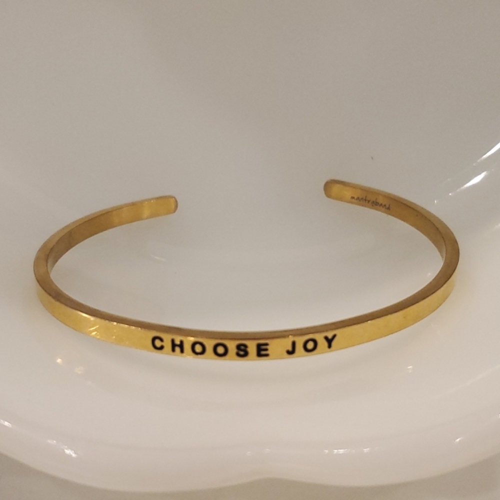 Mantraband Gold Plated Choose Joy Cuff Bangle Bracelet